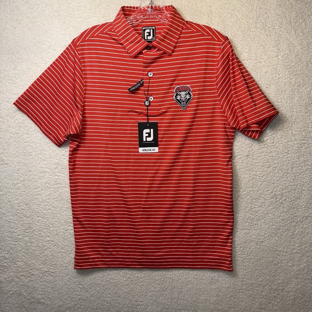University of New Mexico Lobos Foot Joy Polo Red Striped Men's Size Small NWT